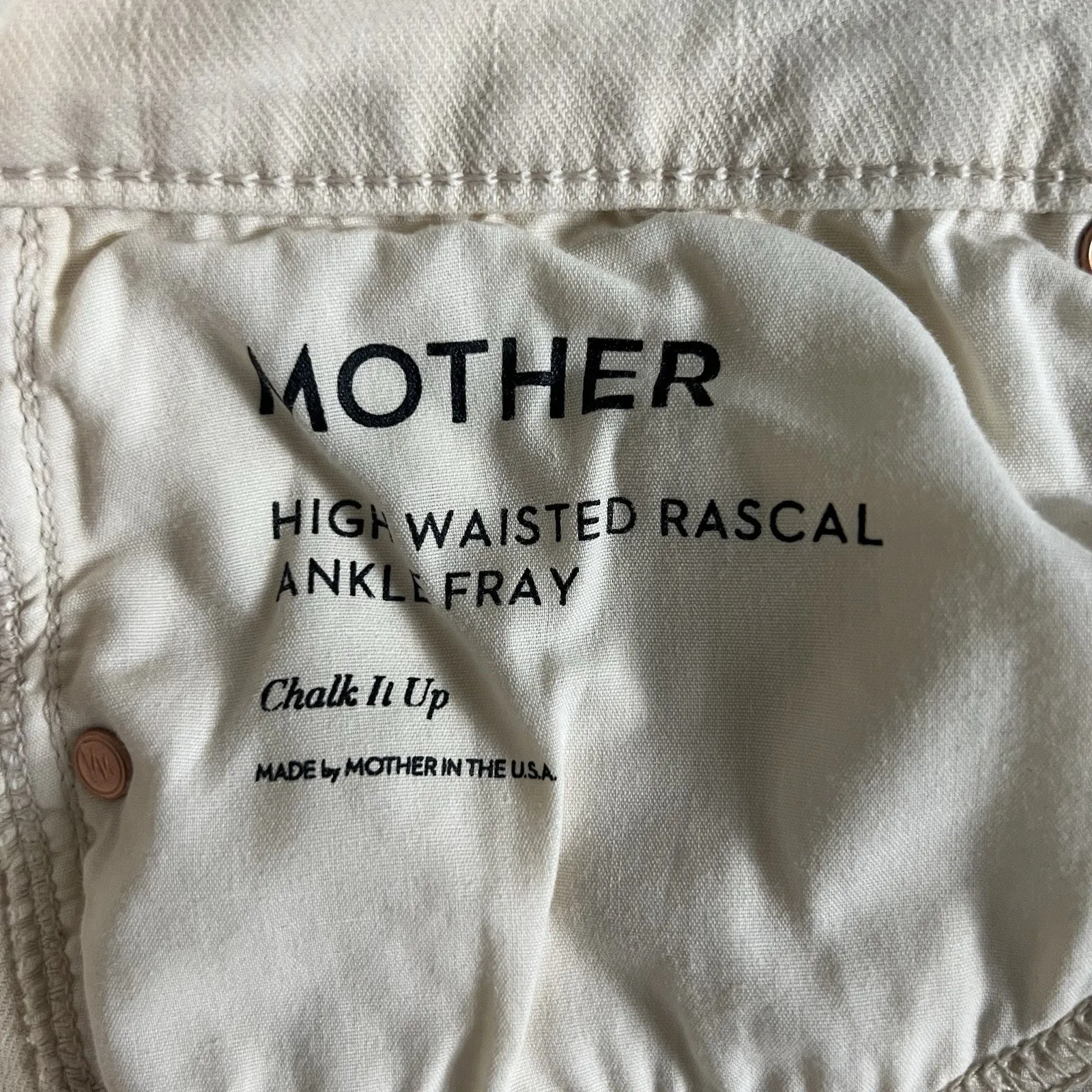 NWT Mother High Waisted Rascal Ankle Fray Chalk It Up Ivory Jeans Size 31 - Image 6