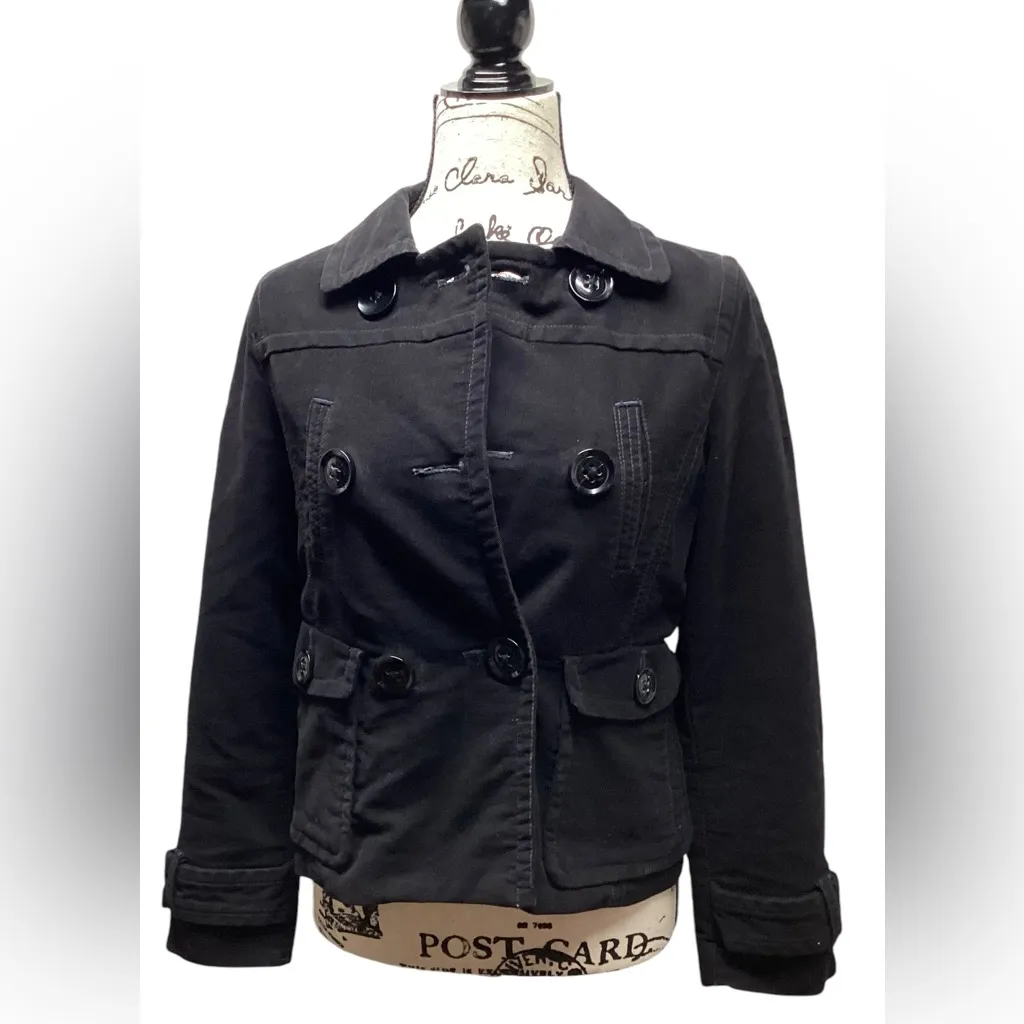 American Eagle short pea coat. Black. Size Small - Image 3