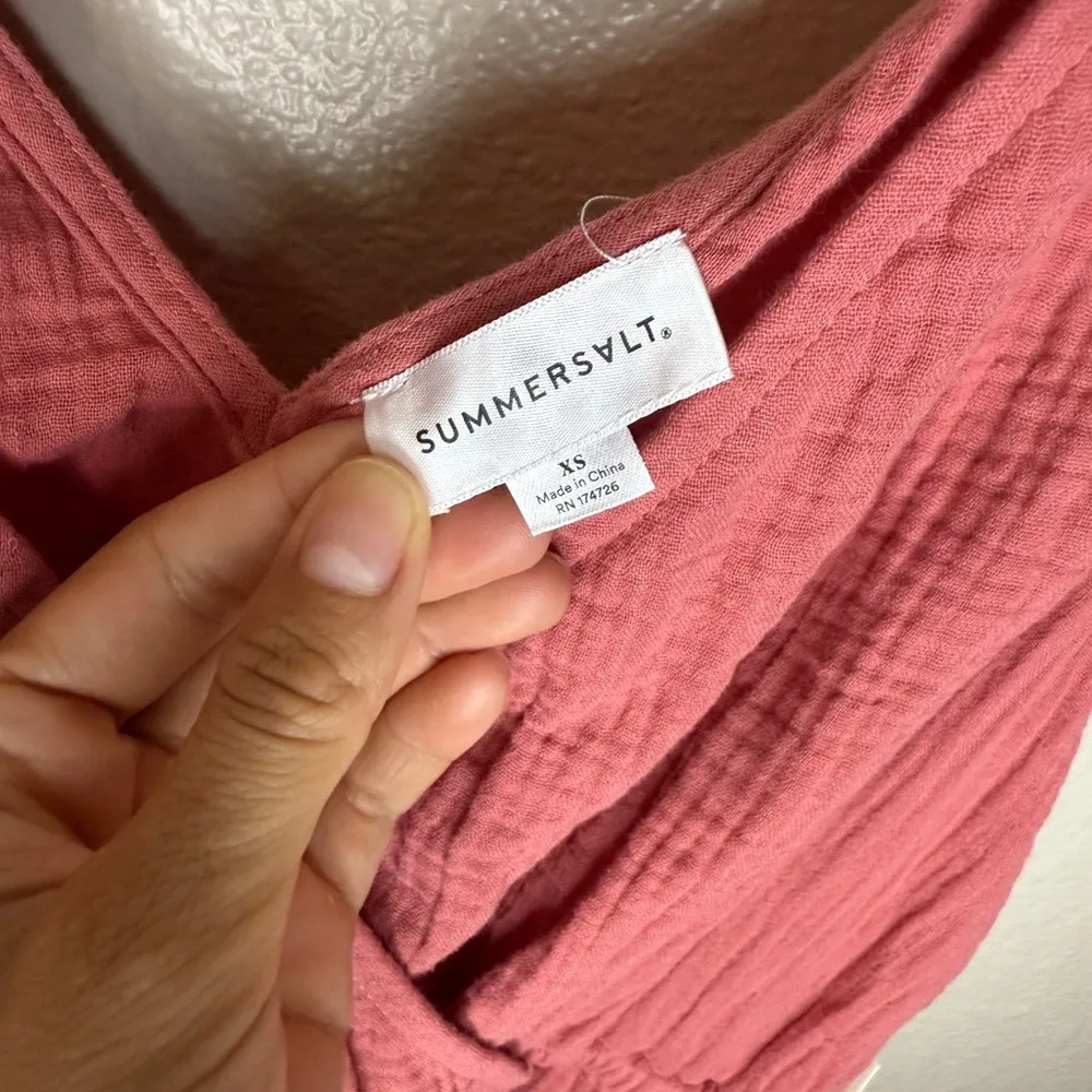 New NWT Summersalt Women's The Going Places Gauze Tie-Shoulder Romper Faded Rose - Image 3