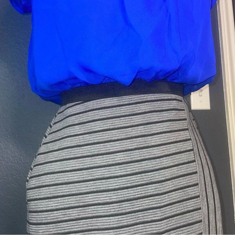 Speechless Semi formal dress size small royal blue gray round neck crisscross - Image 8