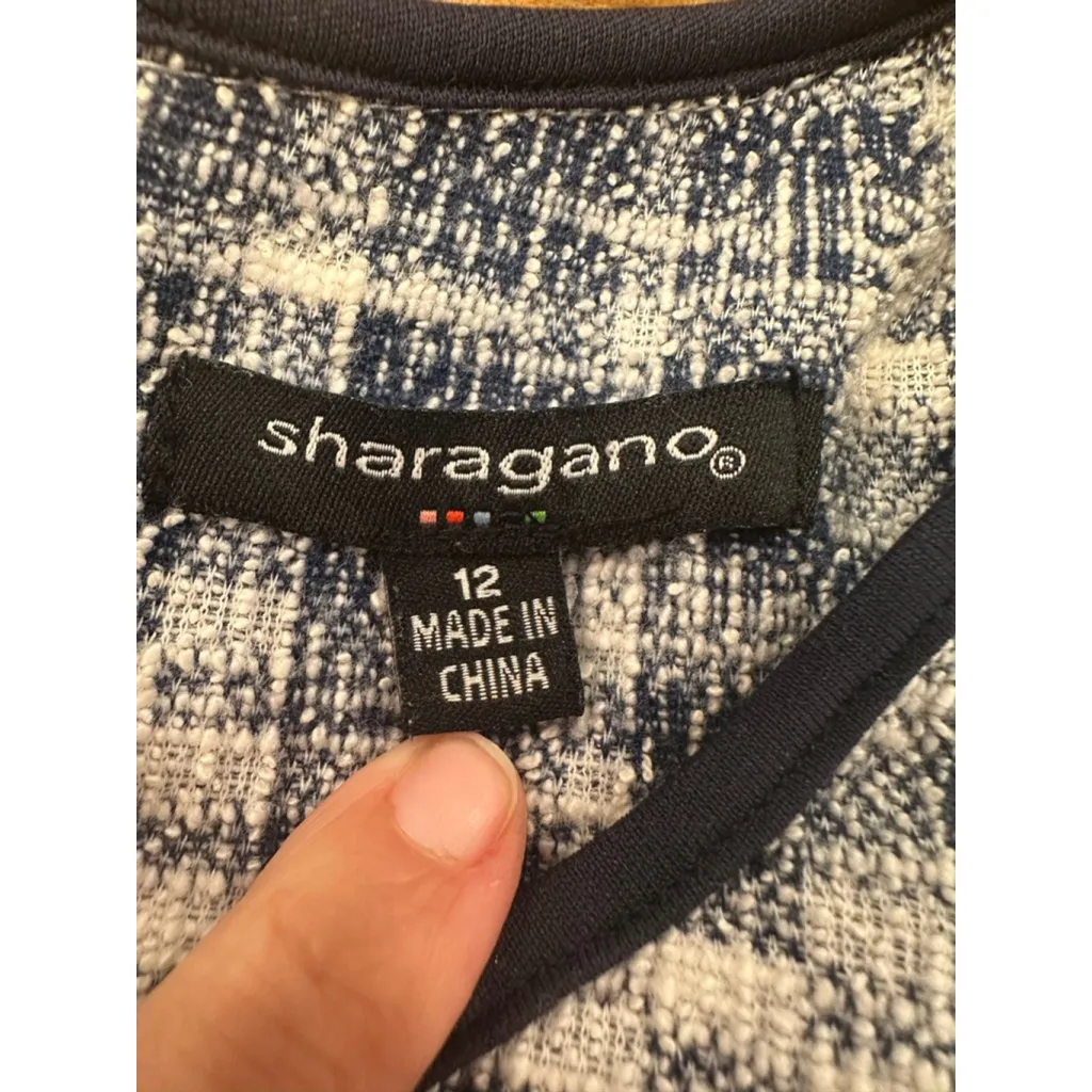 Women's Sharagano Plaid Shift Dress Size 12 Blue White - Image 4