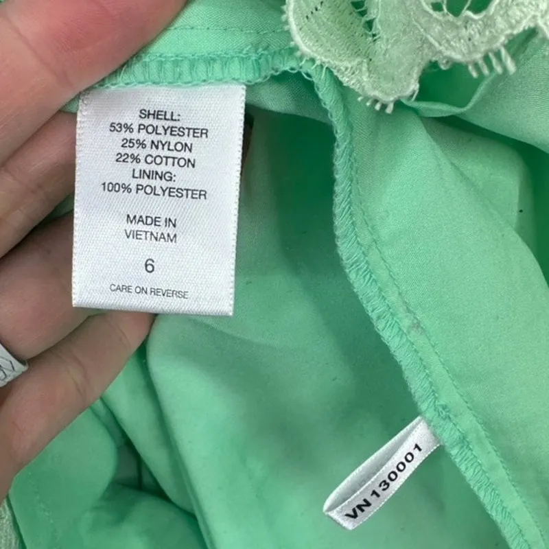 New York & Company Green Floral Lace Spring Sleeveless Midi Dress Size 6 - Image 8