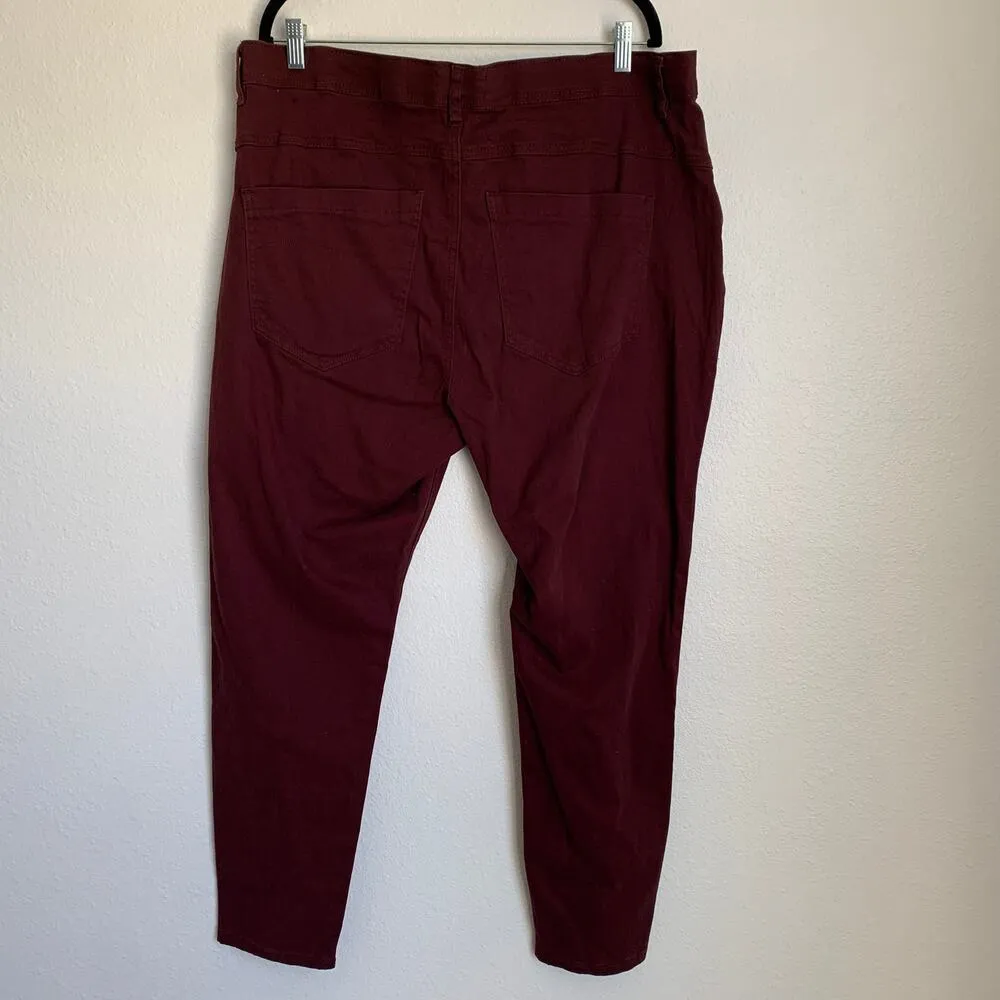 NWT Arna York Collection Pintuck Skinny Jeans in Berry Burgundy Red - Image 2