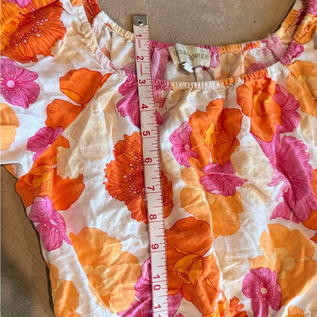 Cynthia Rowley Vibrant Floral Crop Top - Orange & Pink - Image 5