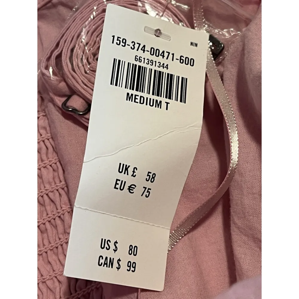 Abercrombie & Fitch Convertible Mini Dress Size Medium T Pink Bubble Hem Smocked - Image 8