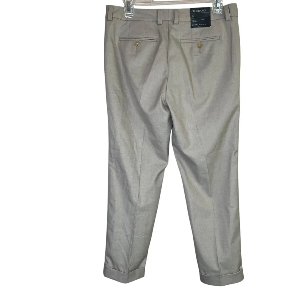 NEW Banana Republic Cuffed Crop Khaki Pants Sz 4 Mid-Rise Classic Career Preppy - Image 2