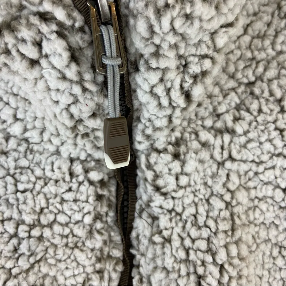 Keren Hart Cozy Fuzzy Lined Cream & Brown Full Zip Sherpa Vest Size Large - Image 6