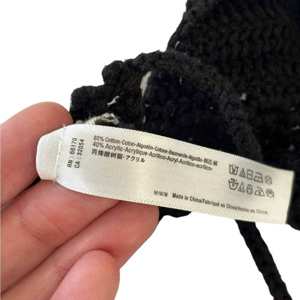 Black Crochet Whimsigoth Hippie Festival Knit Halter Neck Crop Bra Top - Size M - Image 4