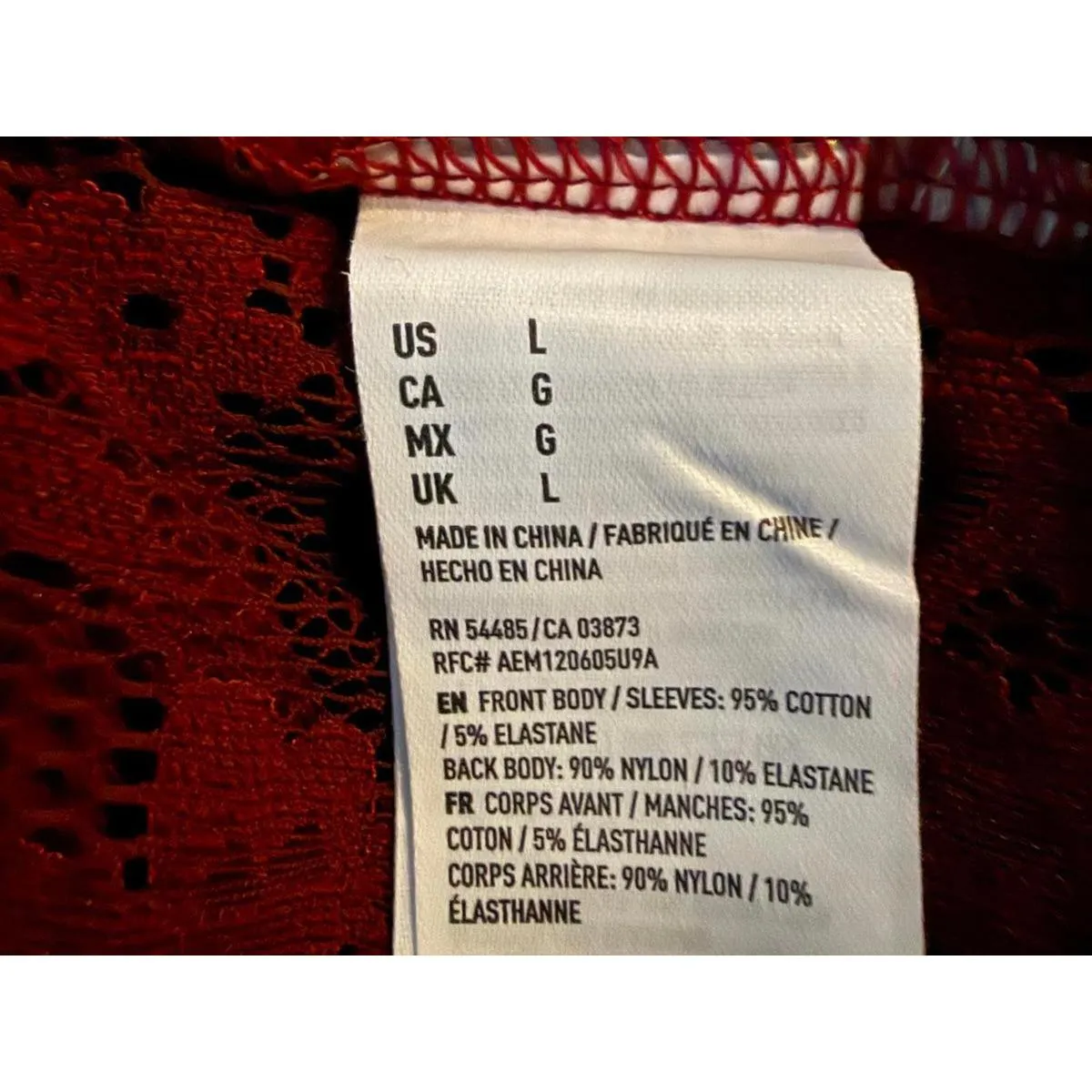 American Eagle Outfitters Women's Shirt Top Large Burgundy Maroon Lace Crop - Image 9