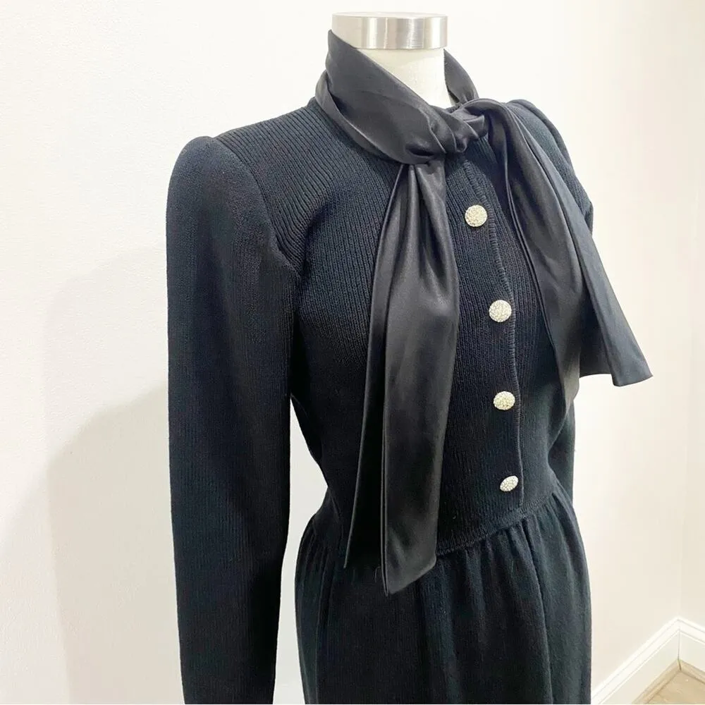Vintage Dana Hogan Designed By Robyn Hogan Santana Knit Black Classic Dress Sz 4 - Image 7