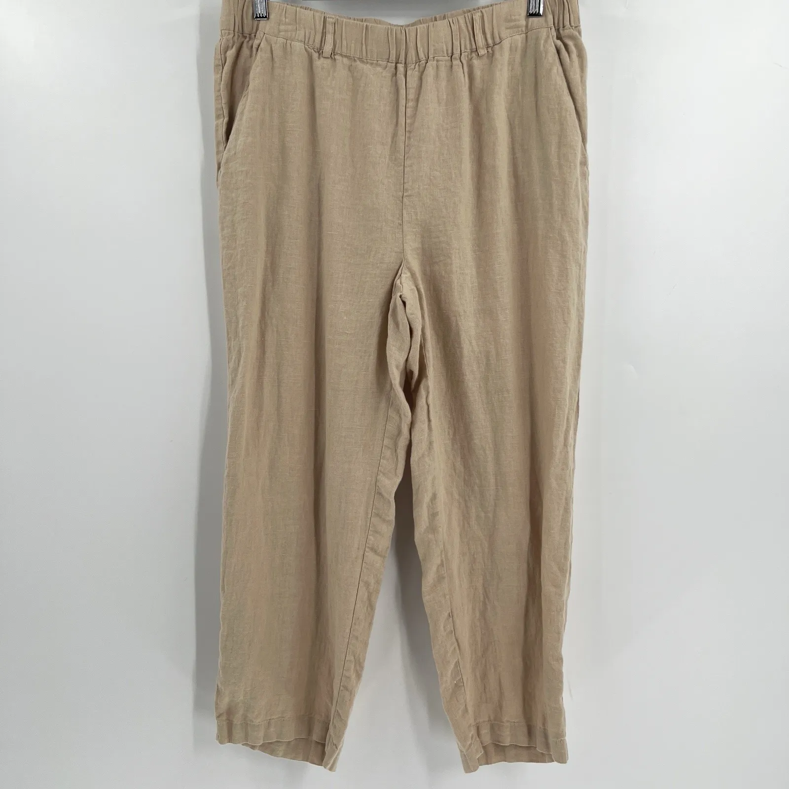 Quince 100% European Linen Pants in Driftwood Tan Cropped Women's Size Large‎ - Image 4