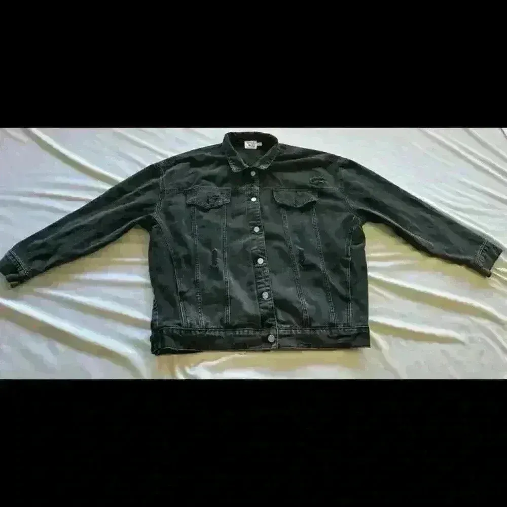 Princess Poly Black Denim Jacket Large/xl Trucker Jean Jacket Oversized Size M - Image 2