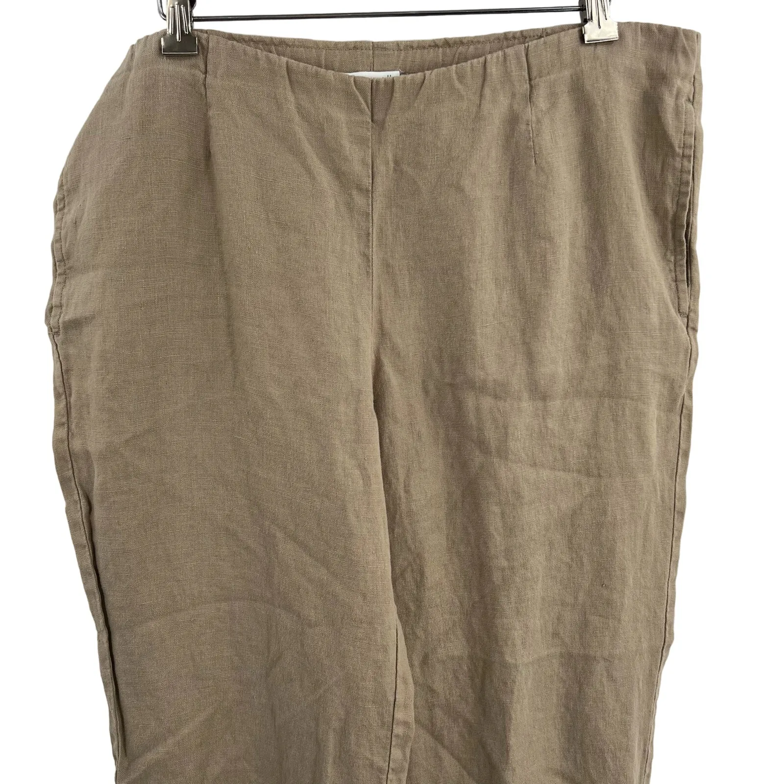 J Jill Tan Linen Slim Crop‎ Pure Jill Pant Size Small - Image 2