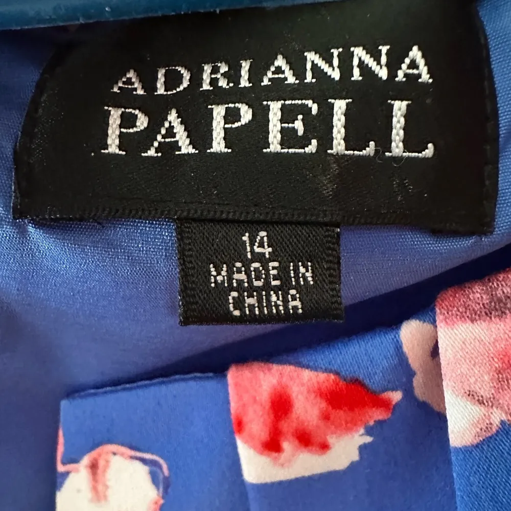 Adrianna Papell Blue Floral Sleeveless Sheath Midi Dress - Image 8