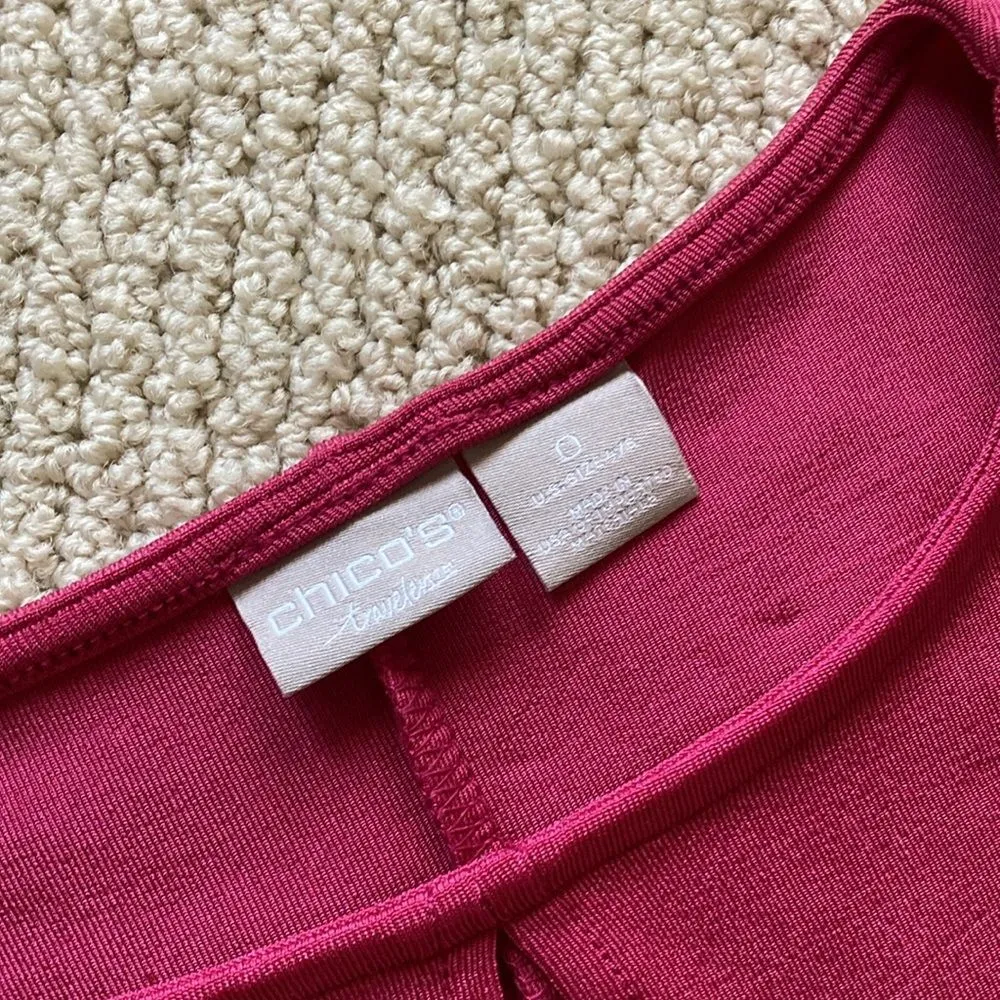NEW Chico’s Travelers Keyhole Detail Tunic 3/4 Sleeve Top Blouse Ruby Red Size 0 - Image 10