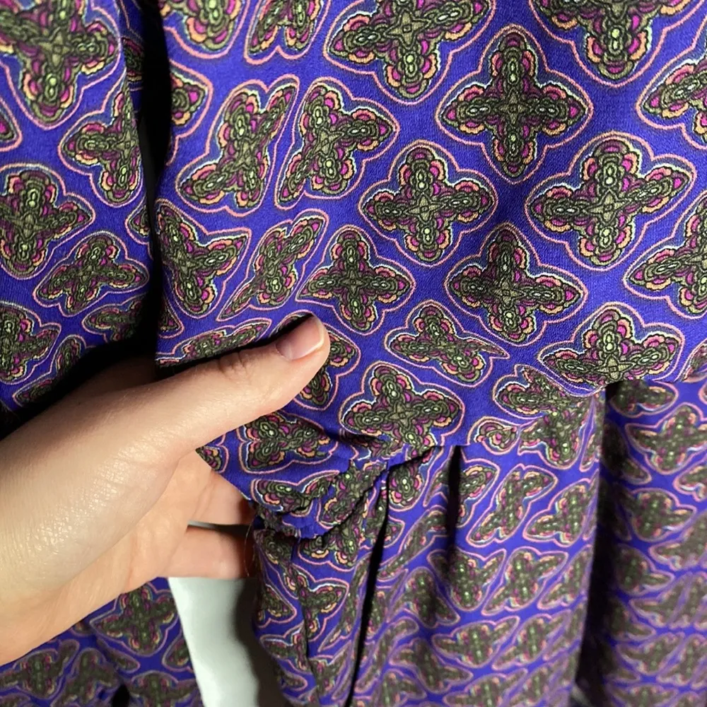 Lucca Couture open back purple long sleeve romper with medallion print size L - Image 9