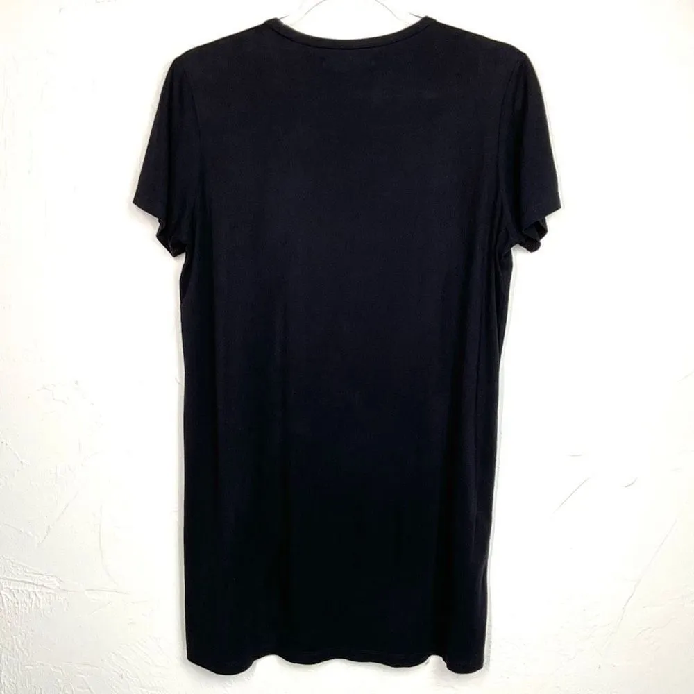 Brandy Melville  Black Faux Suede Short Sleeve Shift Dress One Size OS - Image 3