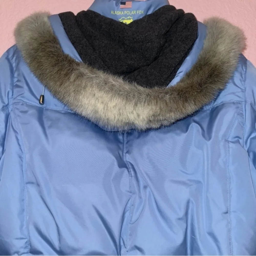 FOXLAND Alaska Polar Fox Protection Water Repellent down puffer blue jacket S‎ - Image 6