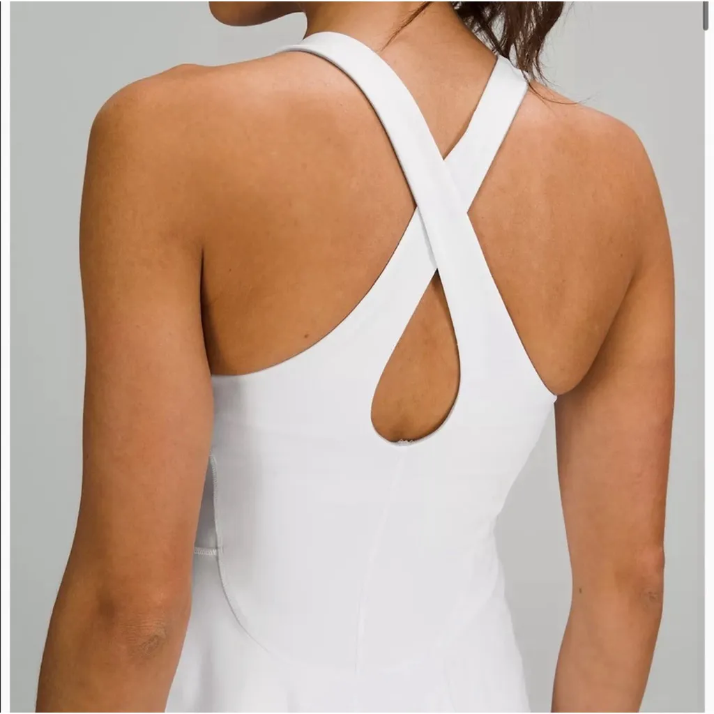 Lululemon Court Crush Tennis Dress White Shorts Pockets Racerback 0 With Pads - Image 4