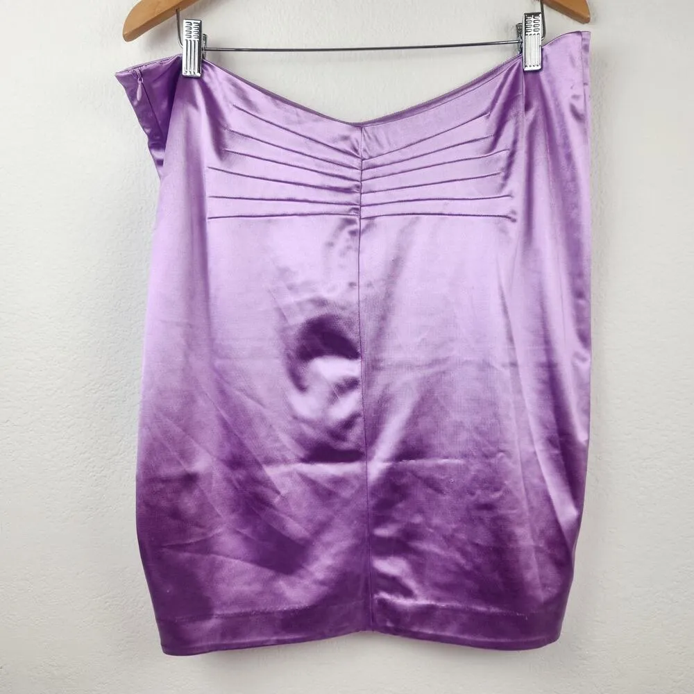 Retrofete Dehl Mini Skirt in Lilac Purple Size XL NWT Satin Fabric - Image 6