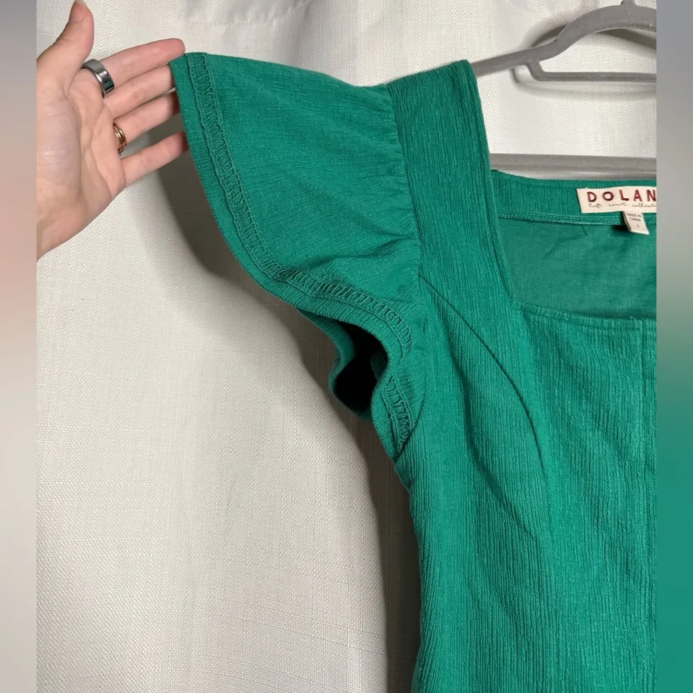 Anthropologie Dolan Green Left Coast Structured Flutter Top Small - Image 7