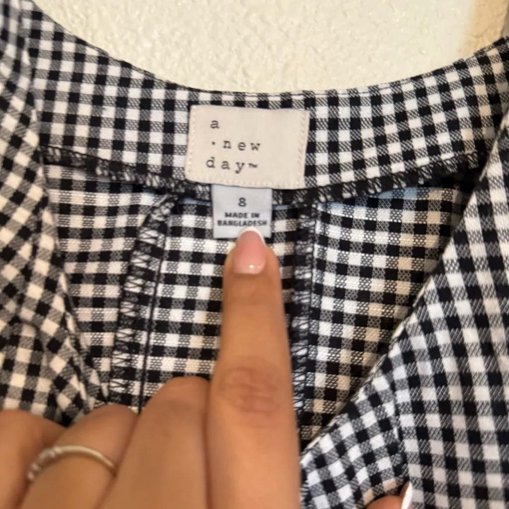 Women's Corset Midi A-Line Dress - A New Day™ Black Gingham 2: Cotton Rayon Blen - Image 8