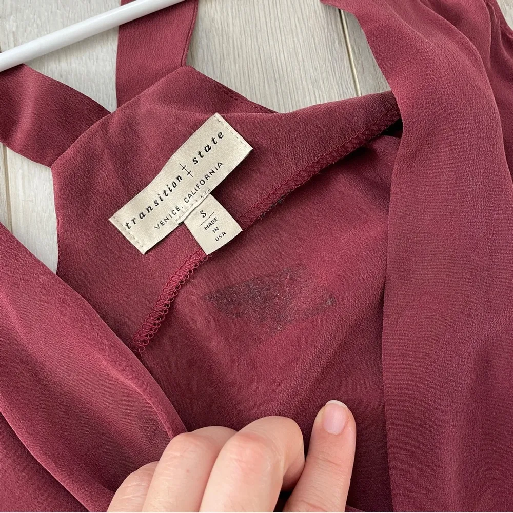 Transition State Dress silk midi wrap womens Red (small) formal going out chic - Image 5