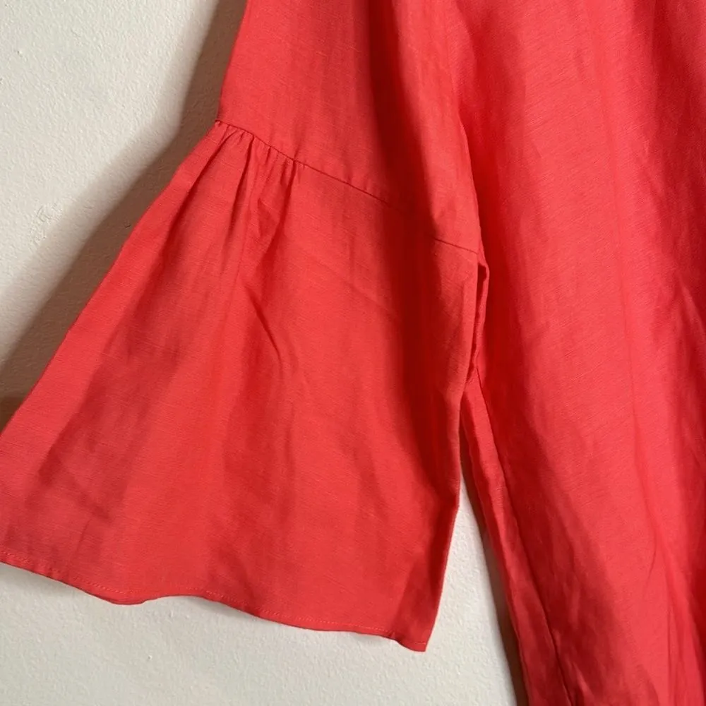 Soft surroundings ladies linen blend button up casual bell sleeves shirt Medium - Image 9