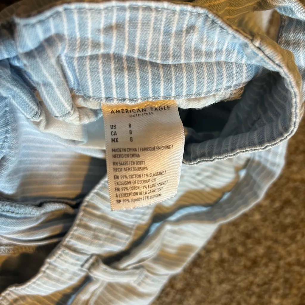 American Eagle Outfitters Light blue strip High Waist Shorts - Image 3