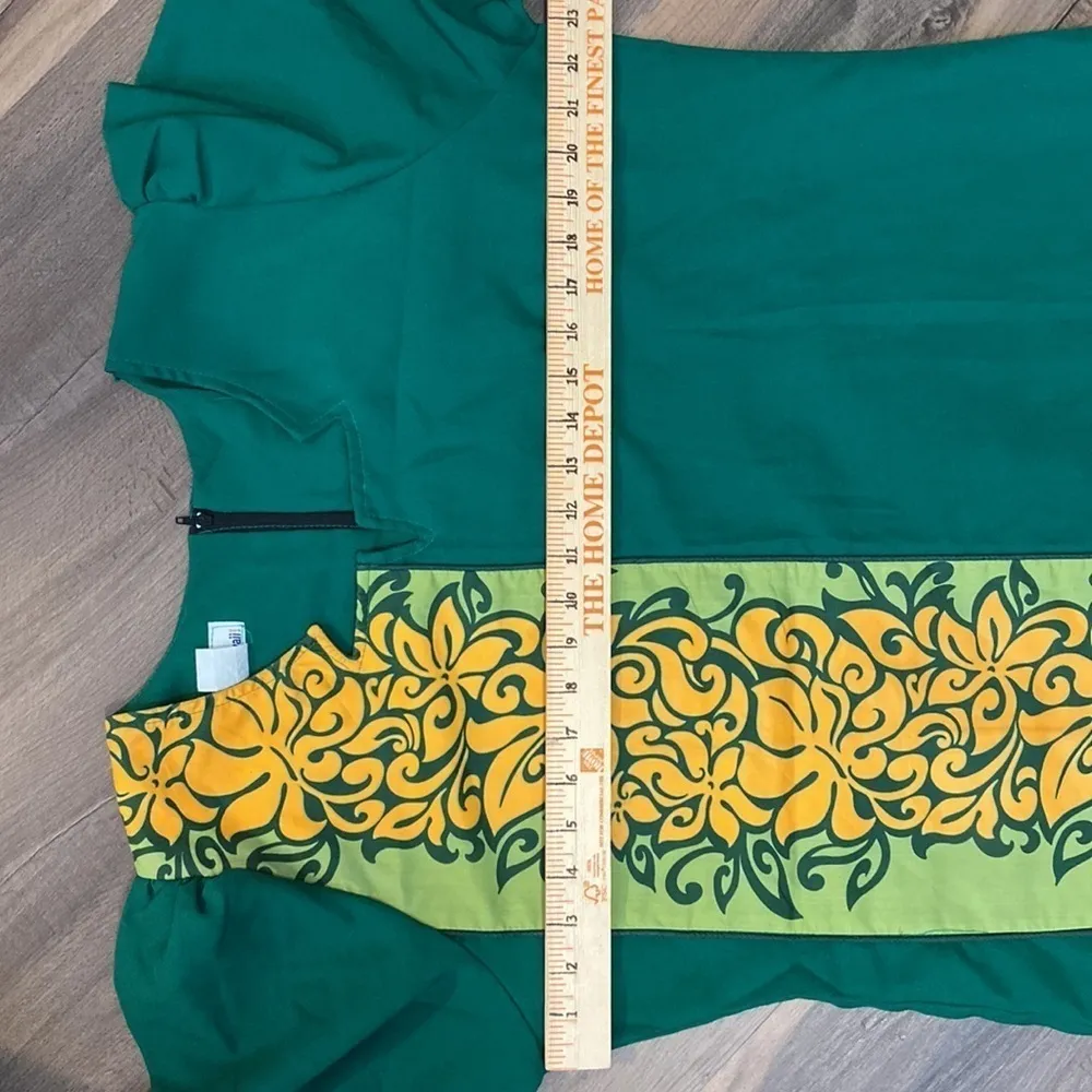 Vintage Made In Hawaii Women’s Green Yellow Hawaiian Floral Dress Size Large - Image 12