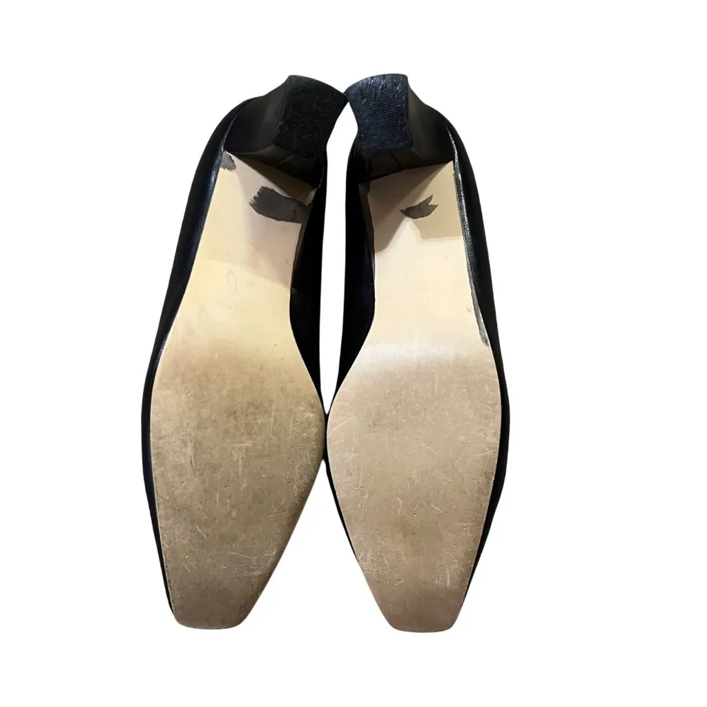 Vintage SRO Leather Heels Women’s 7.5M Blue Low Heel Pumps Used Black Size 7.5 - Image 8