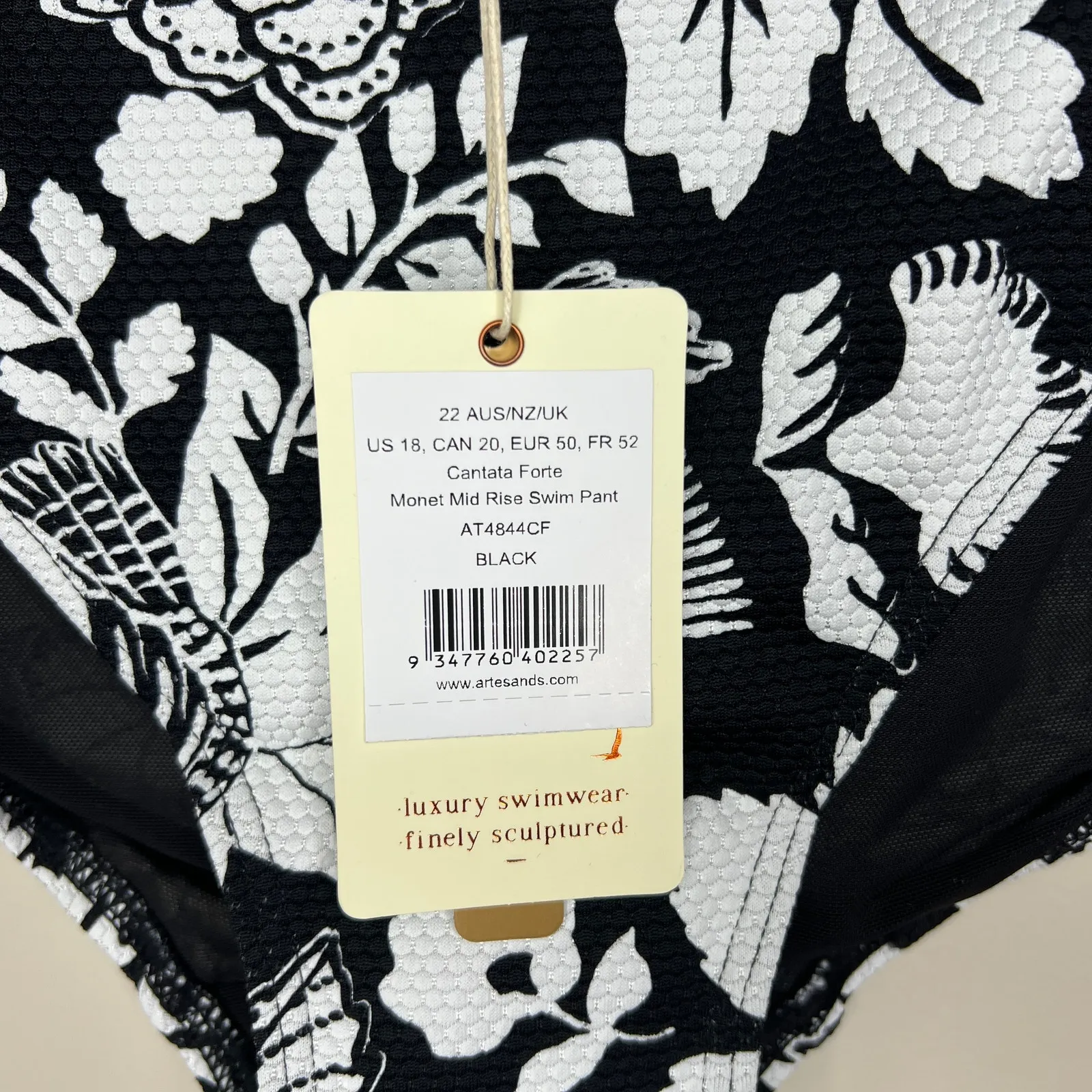 Artesands Cantata‎ Forte Monet Mid Rise Curve Fit Brief Black NWT Plus Size 18 - Image 4