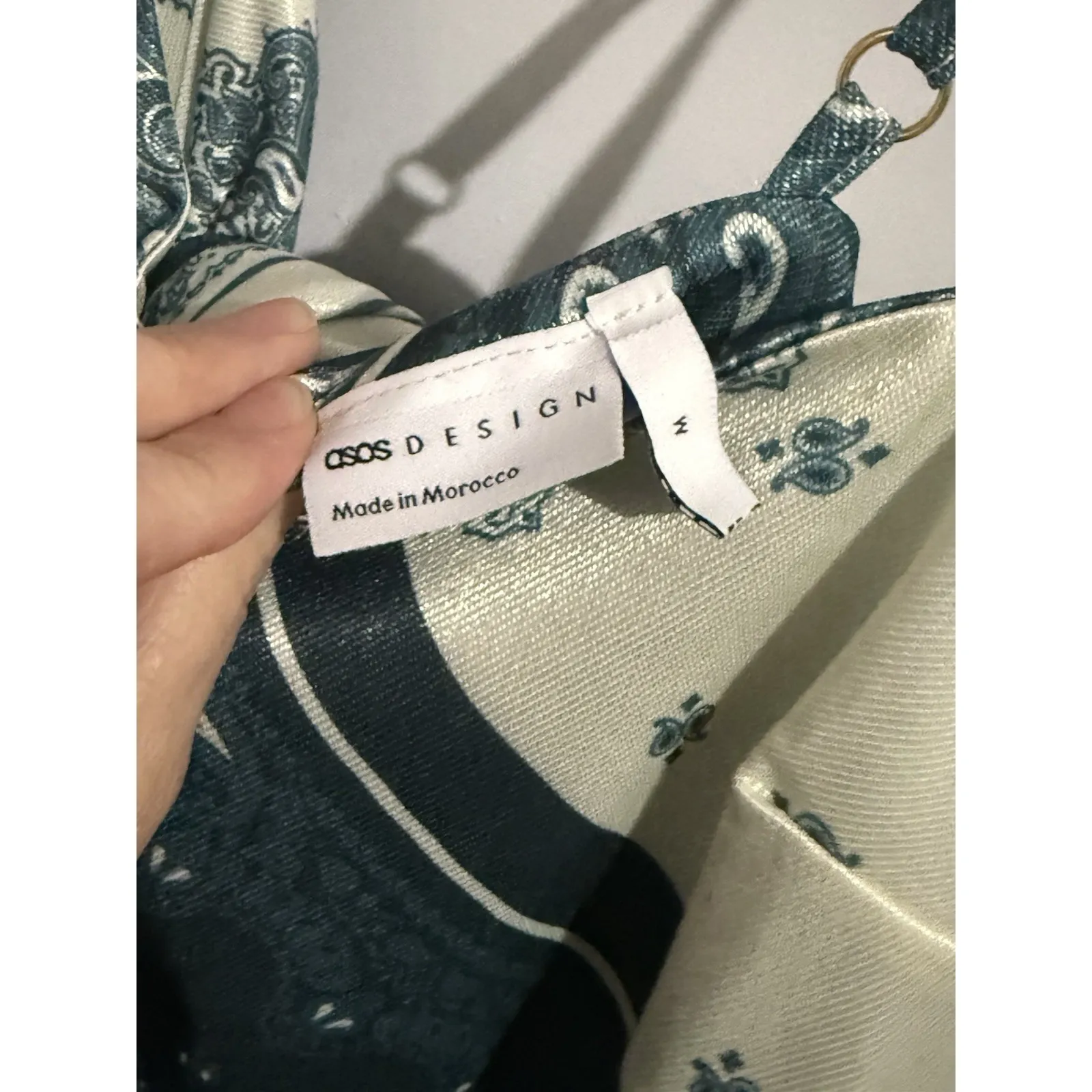 ASOS Design Women's Bandana Paisley Tie Shirt 90s Y2K Size L Blue - Image 3