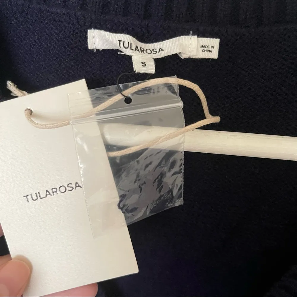 TULAROSA Delia Navy Blue Scallop Hem Knit Sweater Dress - S - Image 5