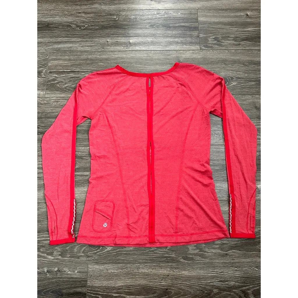 Lululemon Womens Run Team Spirit Long Sleeve Currant size 8 - Image 4
