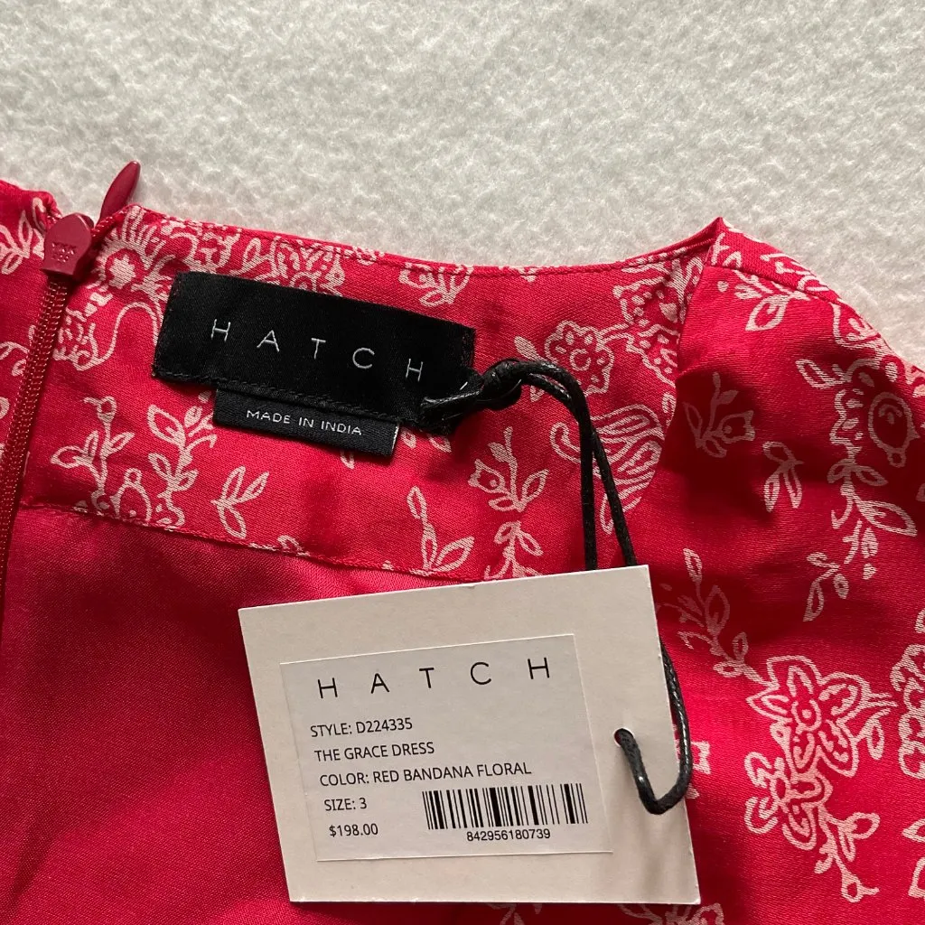 NWT Hatch Maternity Grace mini Dress red floral SZ3 bust40 US8 Size XL - Image 5