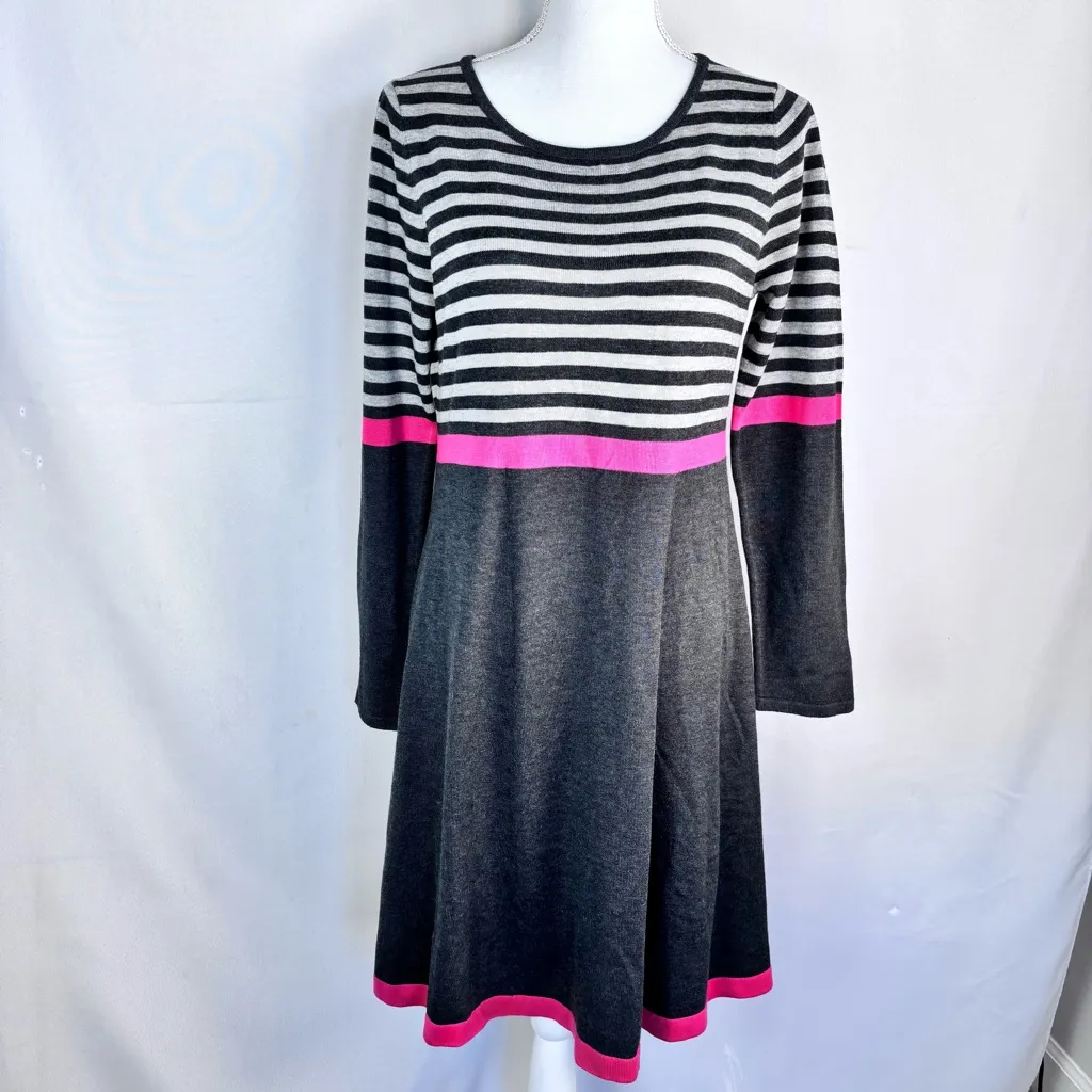 Eliza J long-sleeve, crew neck, fit-and-flare sweater dress Size L - Image 2