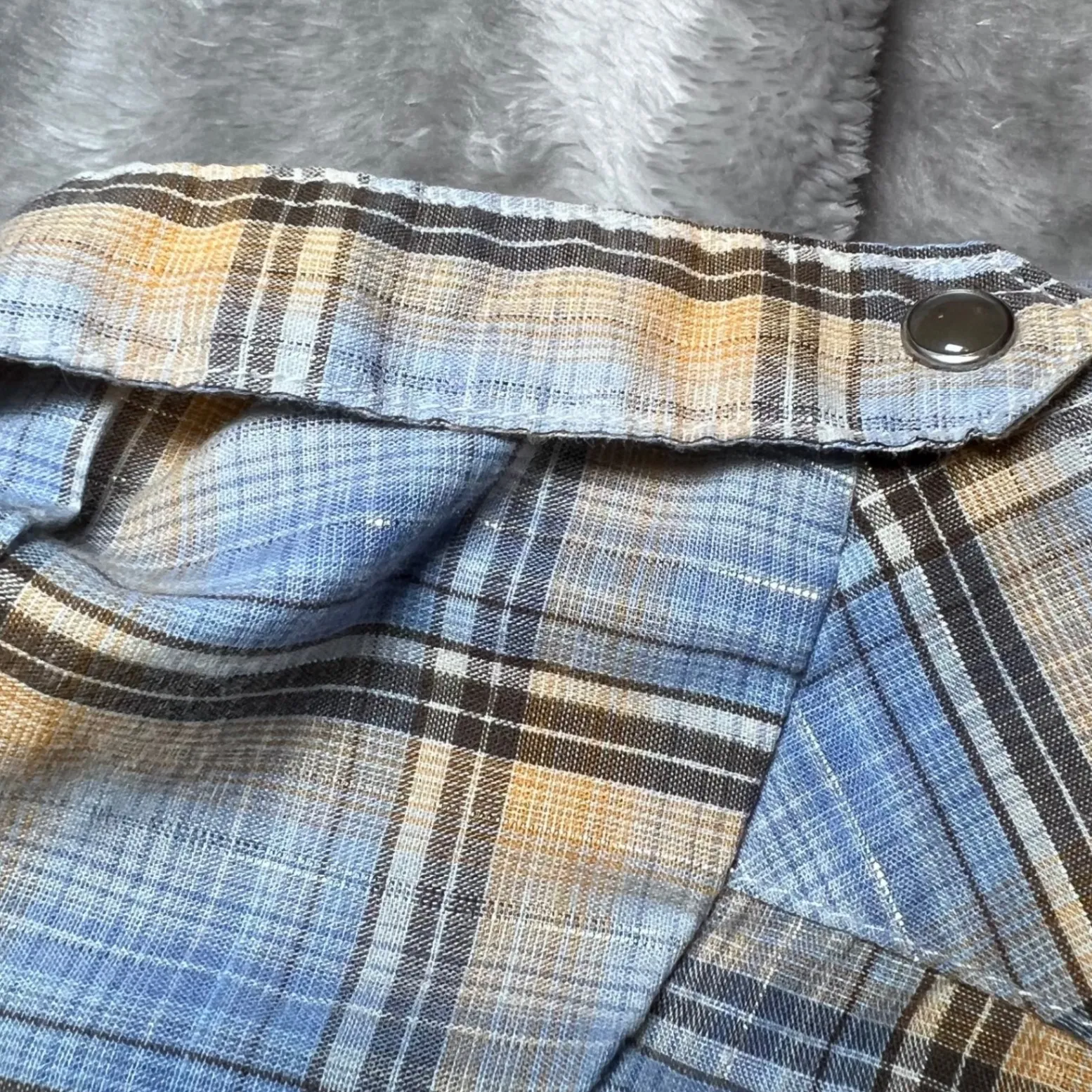 Wrangler Vintage Wrancher Western Shirt Women Medium Blue Plaid Short Sleeve Y2K - Image 11