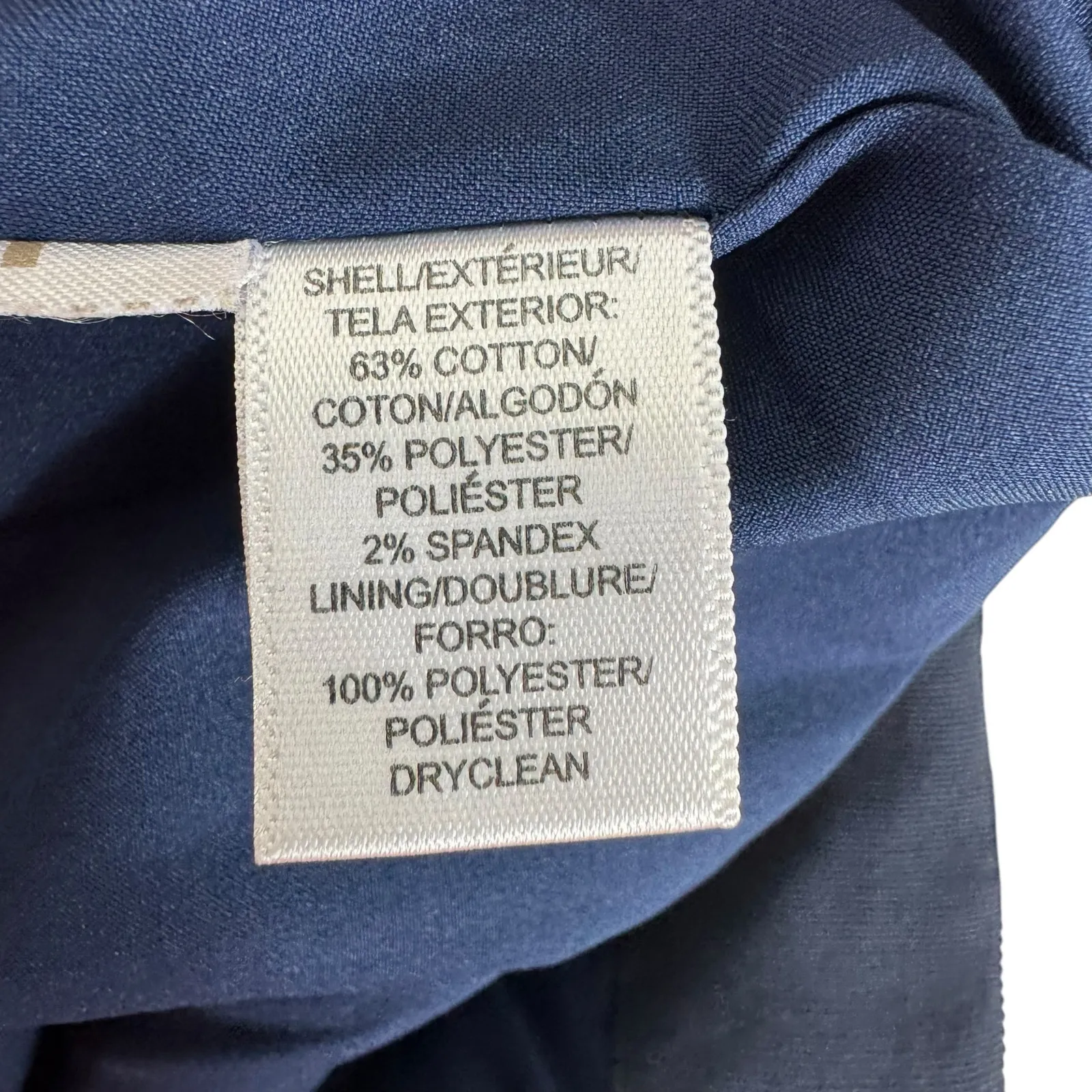 LOFT Navy Blue Tweed Lined Straight‎ Knee Length Skirt Cotton Slit Size 4 - Image 5