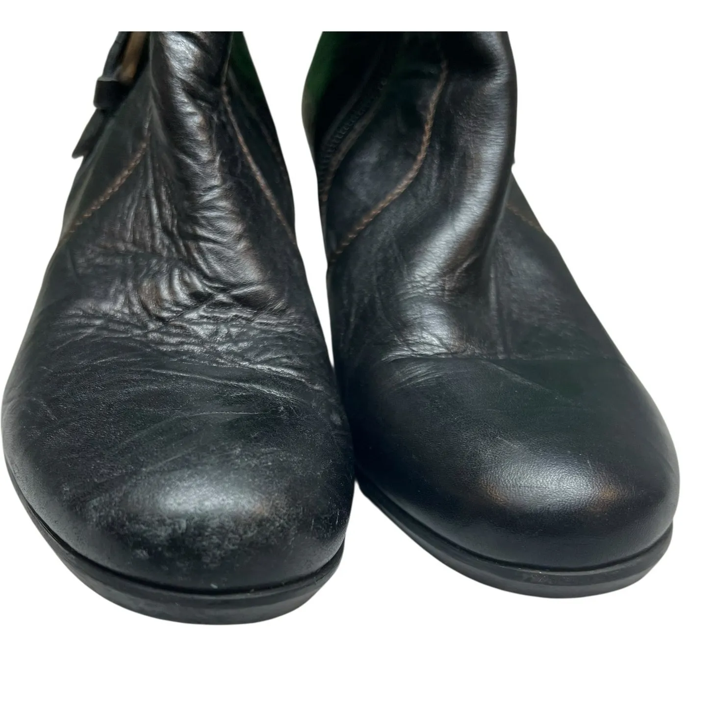 Paul Green Harness Boots 6.5 Black Leather Buckle Cuffed Western Ankle Booties - Image 6