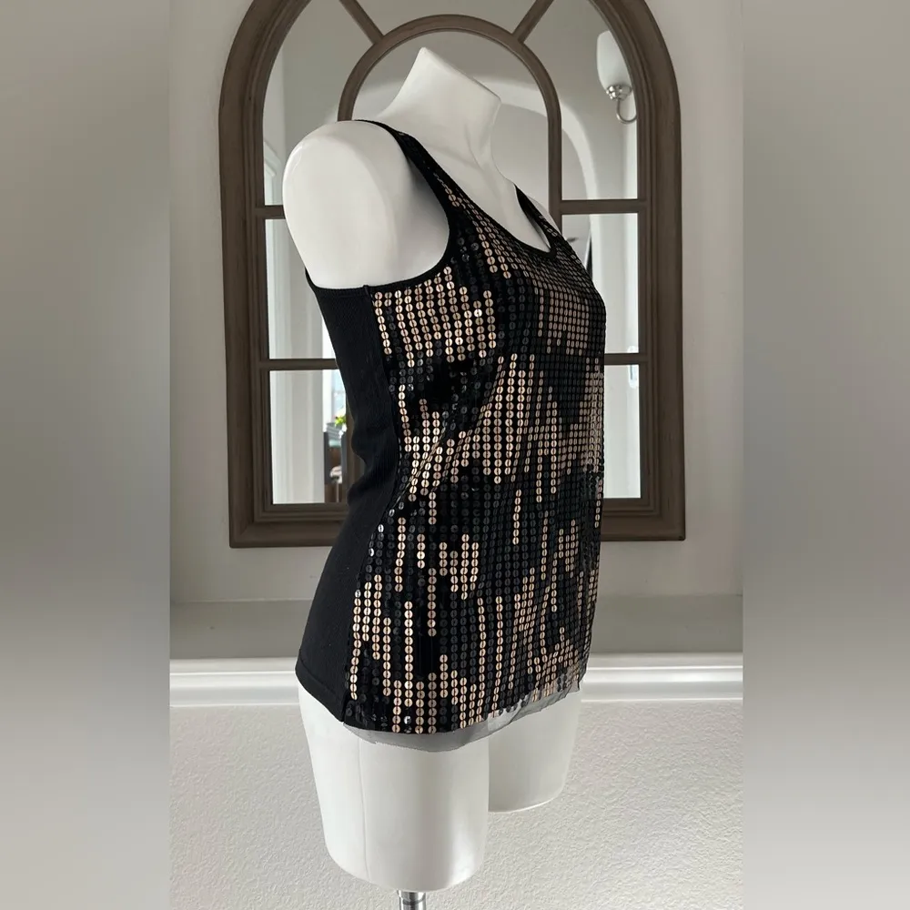Romeo & Juliet Black Tank Top! w/Gold Sequins Size L - Image 2