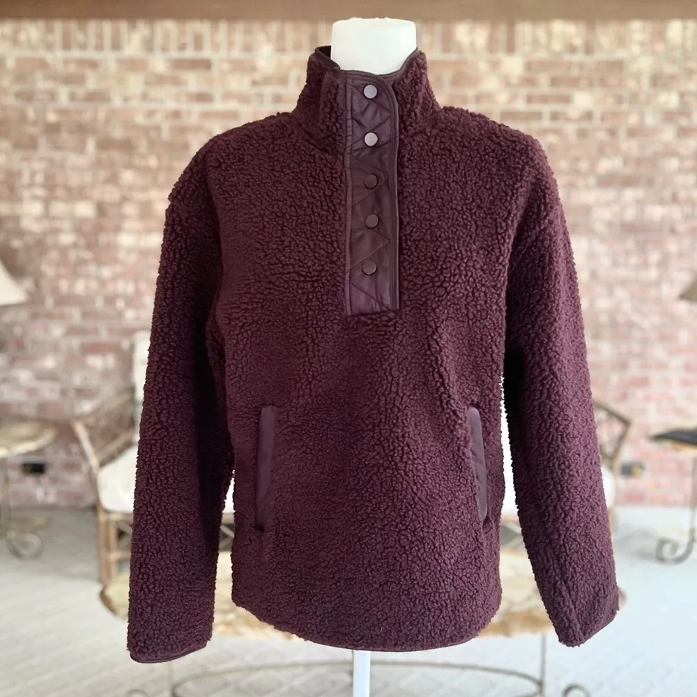 Athleta Cozy Snap Jacket Sherpa Pullover Plum Purple  XS Teddy Quilted - Image 4