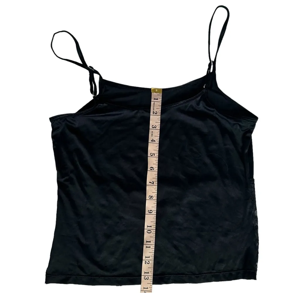 Vintage Silky Black Lace Sleeveless Spaghetti Strap Undershirt Top Small - Image 5