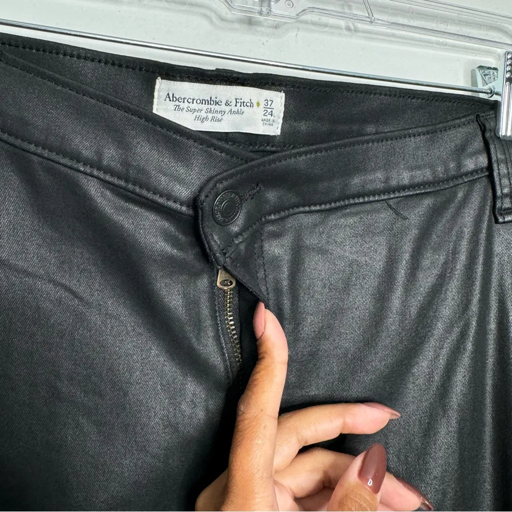 NWT‎ Abercrombie & Fitch The Super Skinny Ankle Black Coated Criss Cross 24 Long - Image 6