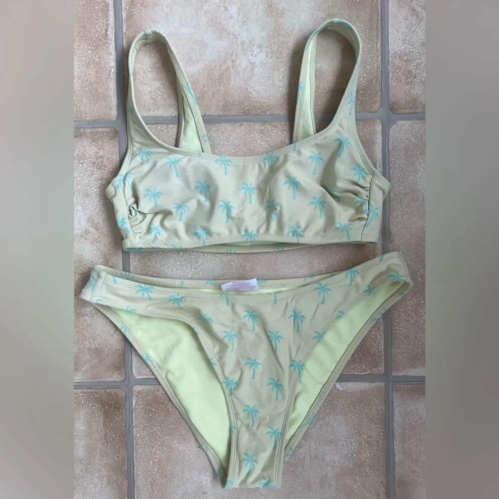 Stoney Clover Lane Lime Green Palm Tree Bikini Top + Scoop Bottom #4812; size M - Image 2