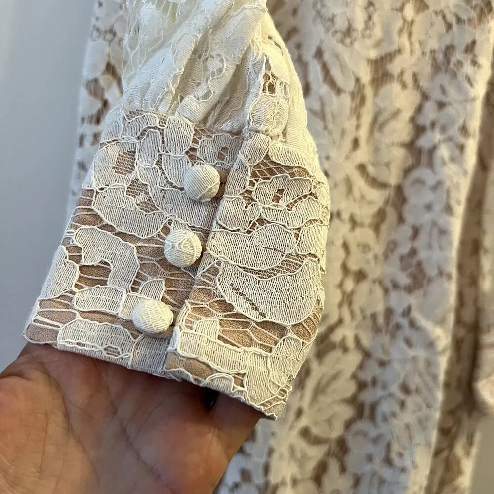 Reformation Lupine lace ivory mini wedding  dress size 0 C3 - Image 6