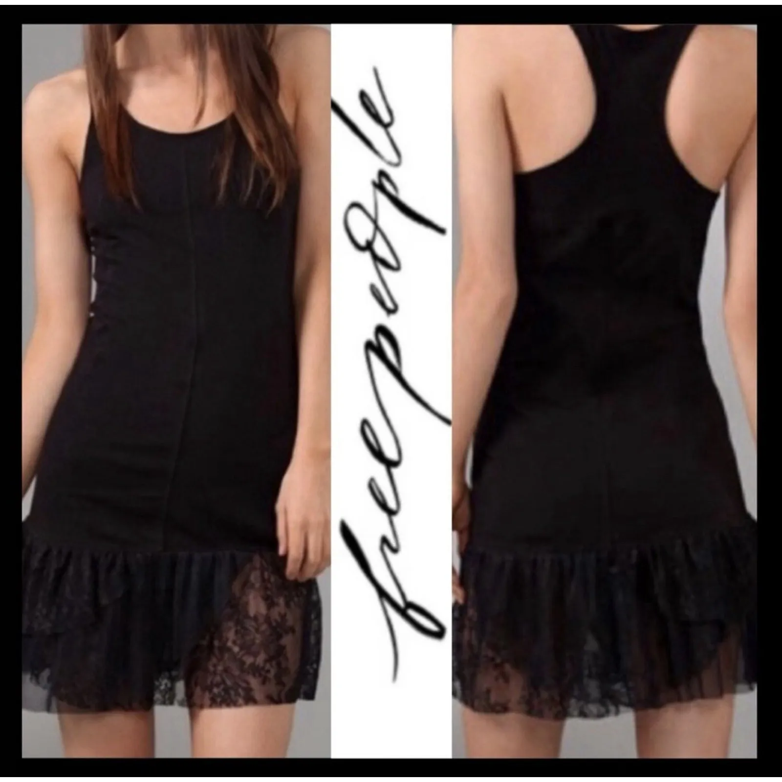 Free People Intimately Black Lace Mini Dress Size XS Whimsigoth Fairy Grunge - Image 2
