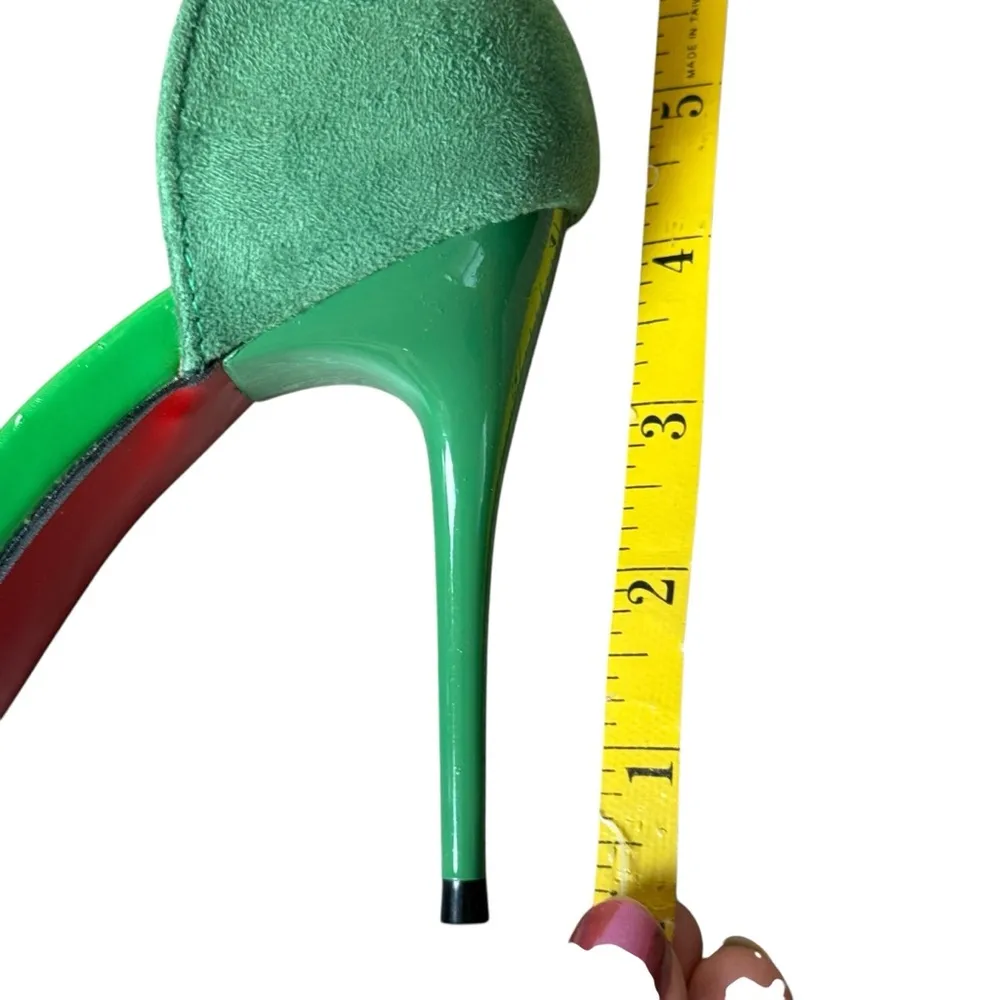 Aiko Shoes Green Suede Patent D’Orsay Stiletto Heels Size 38 US 7 - Image 11