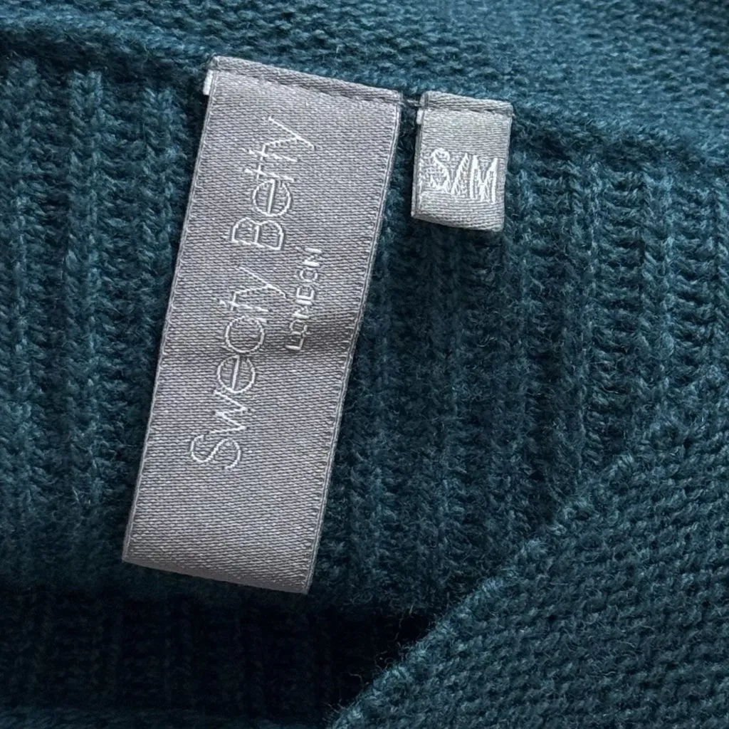 Sweaty Betty Turquoise Wool Cashmere Blend Ribbed Crop Sweater Cozy Holiday‎ S/M - Image 7