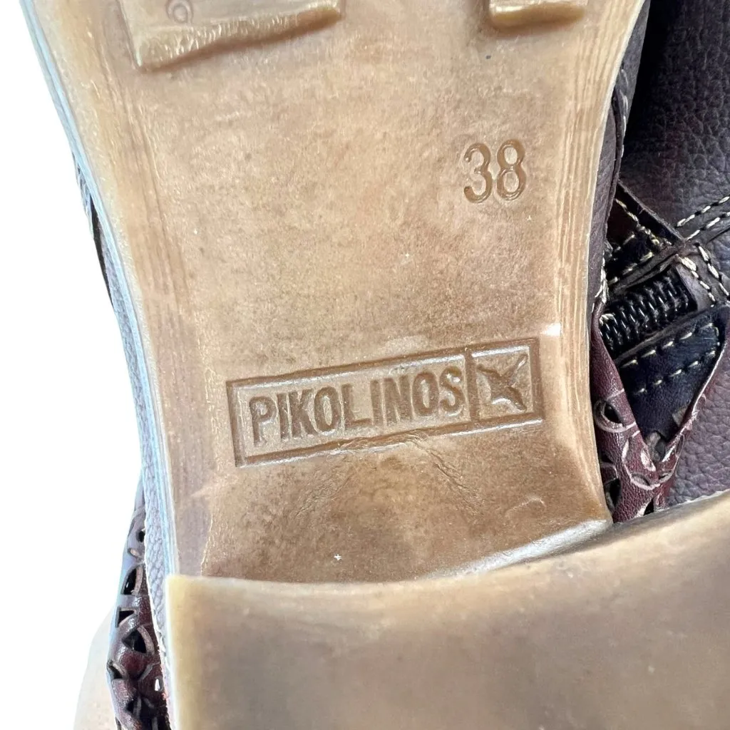 Pikolinos Womens Lyon Leather Ankle Boots Brown Laser Cut Strap Size 38 7.5 - Image 8